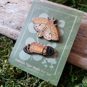 Isabella Tiger Moth and Woolly Bear Pin Set