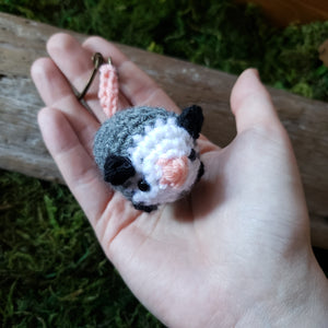 Crochet Opossum Keychain