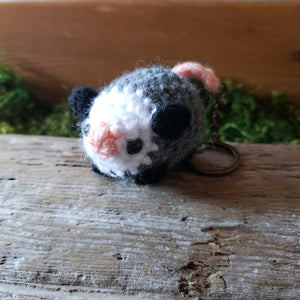 Crochet Opossum Keychain