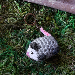 Crochet Opossum Keychain