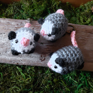 Crochet Opossum Keychain