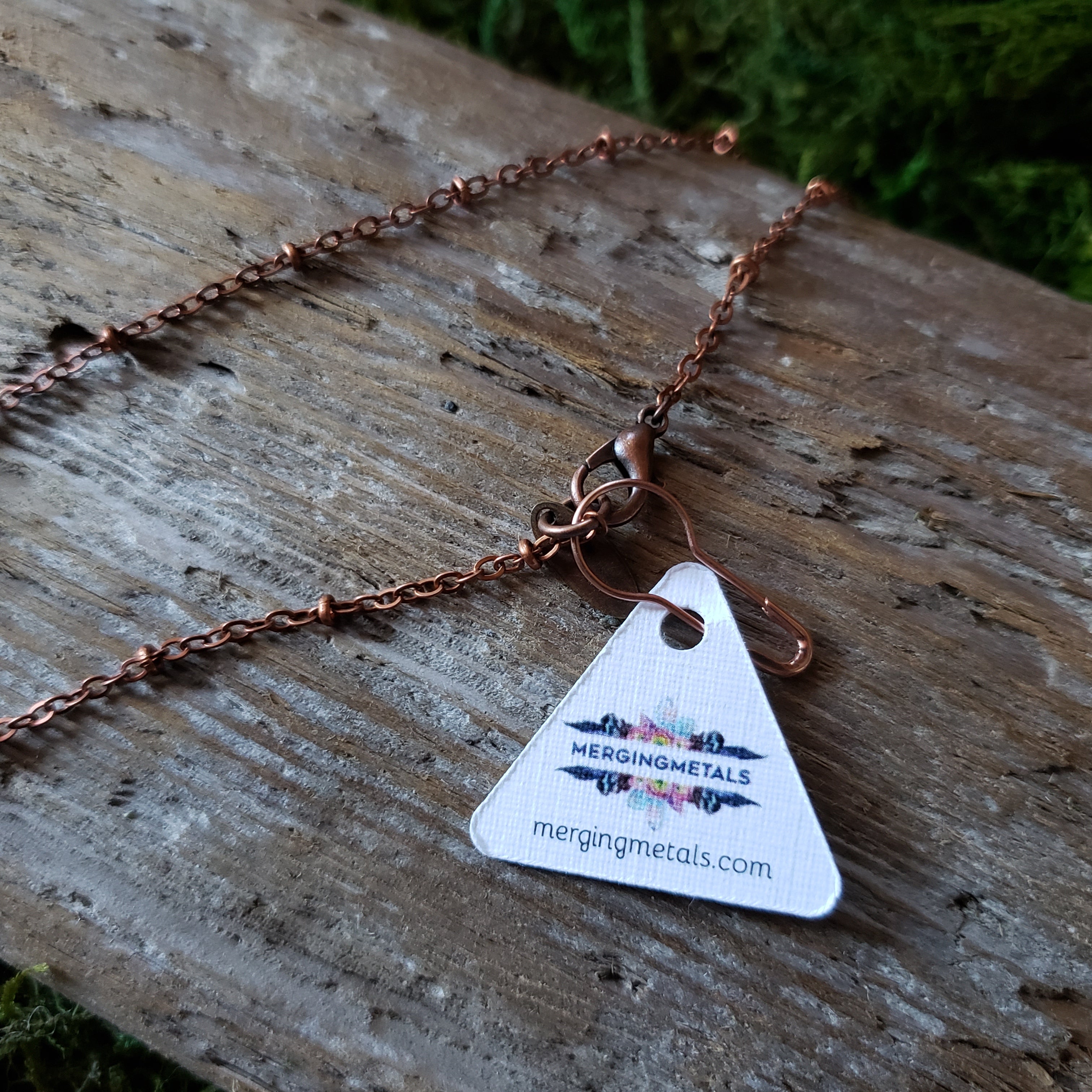 Copper Emerald Oak Leaf Necklace