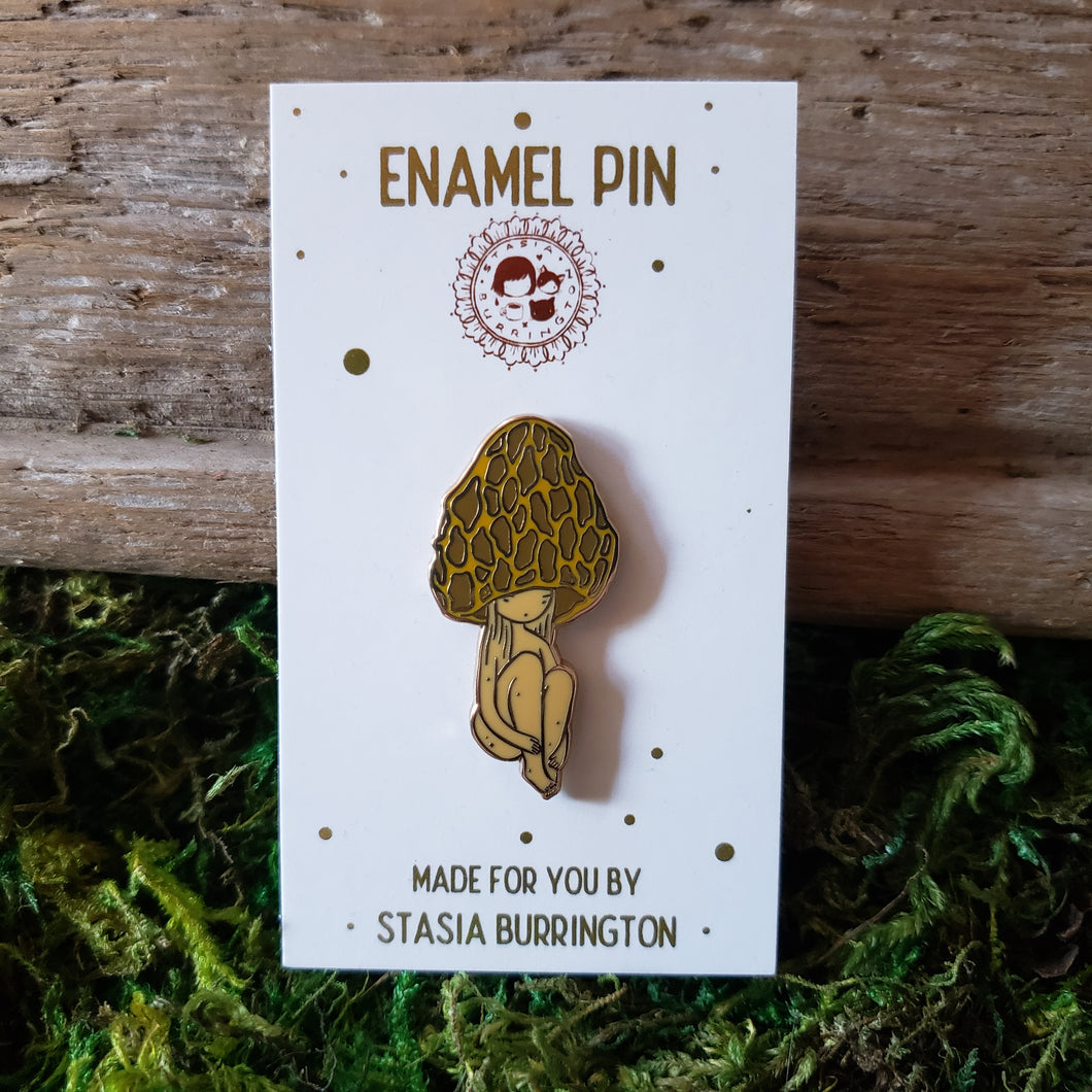 Morel Mushroom Girl Enamel Pin