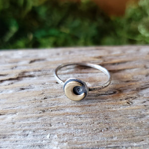 Crescent Moon Brass & Silver Ring