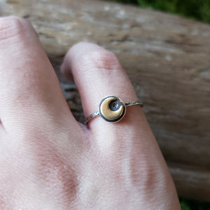 Crescent Moon Brass & Silver Ring