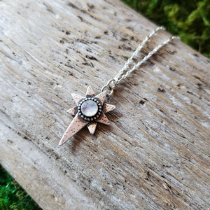 Moonstone Star Sterling Silver Pendant