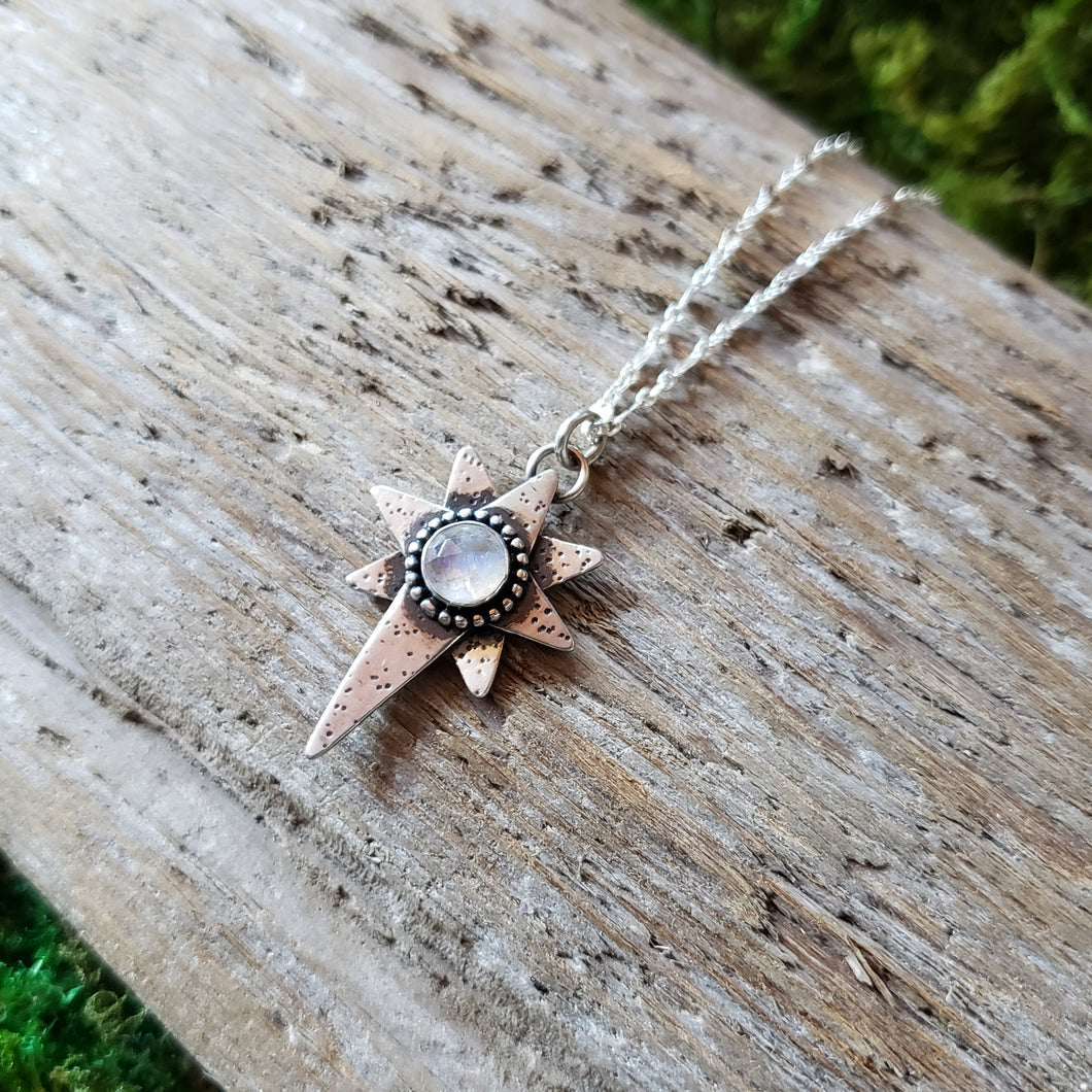 Moonstone Star Sterling Silver Pendant