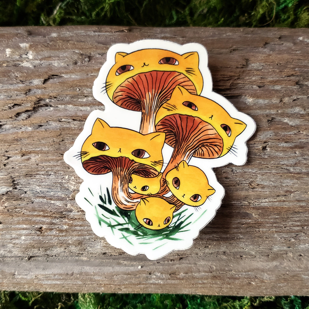 Chanterelle Meowshrooms Vinyl Sticker