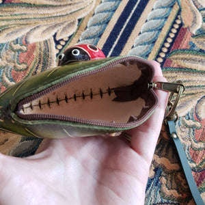 Genuine Leather Leaf and Ladybug Pouch