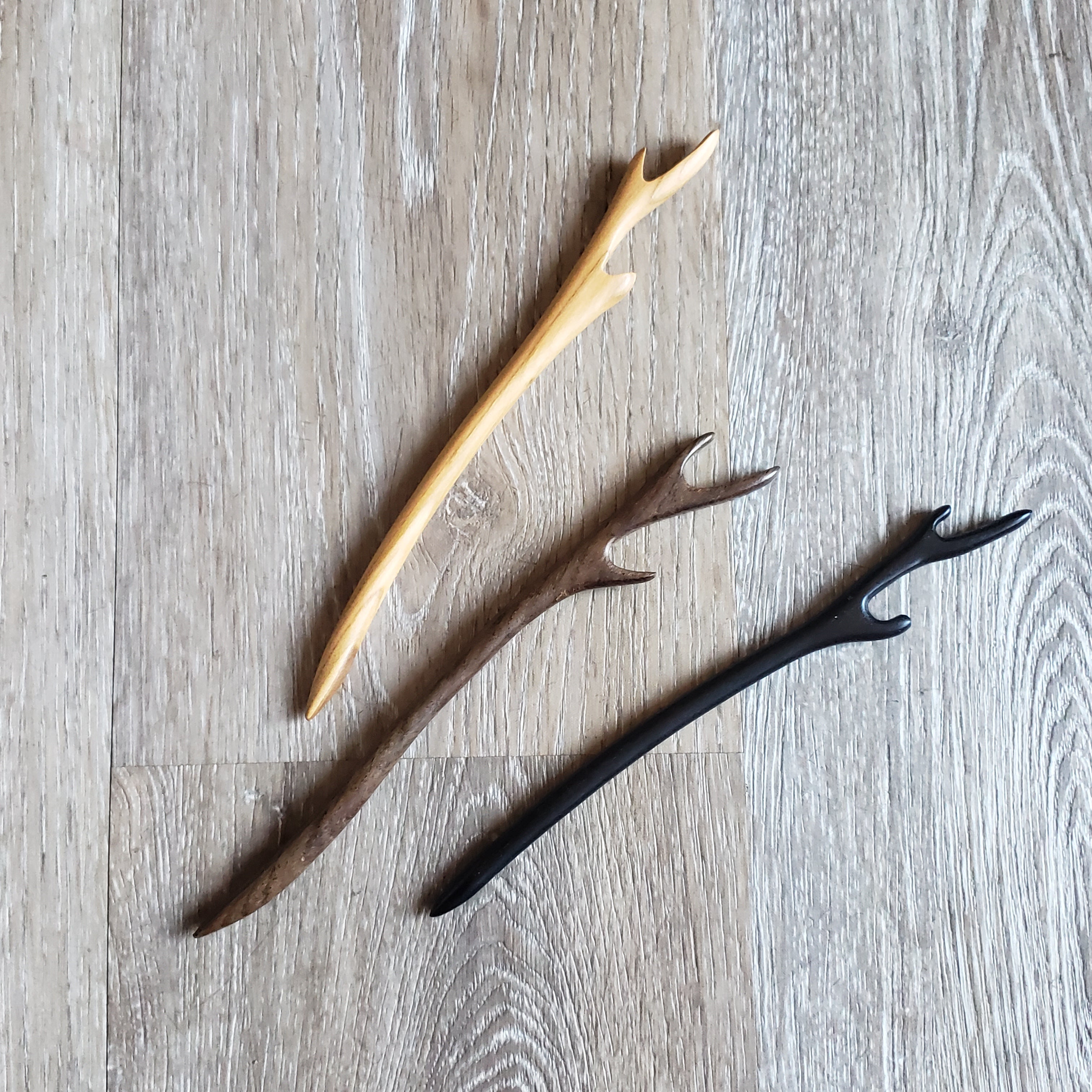 Wooden Antler Hair Sticks