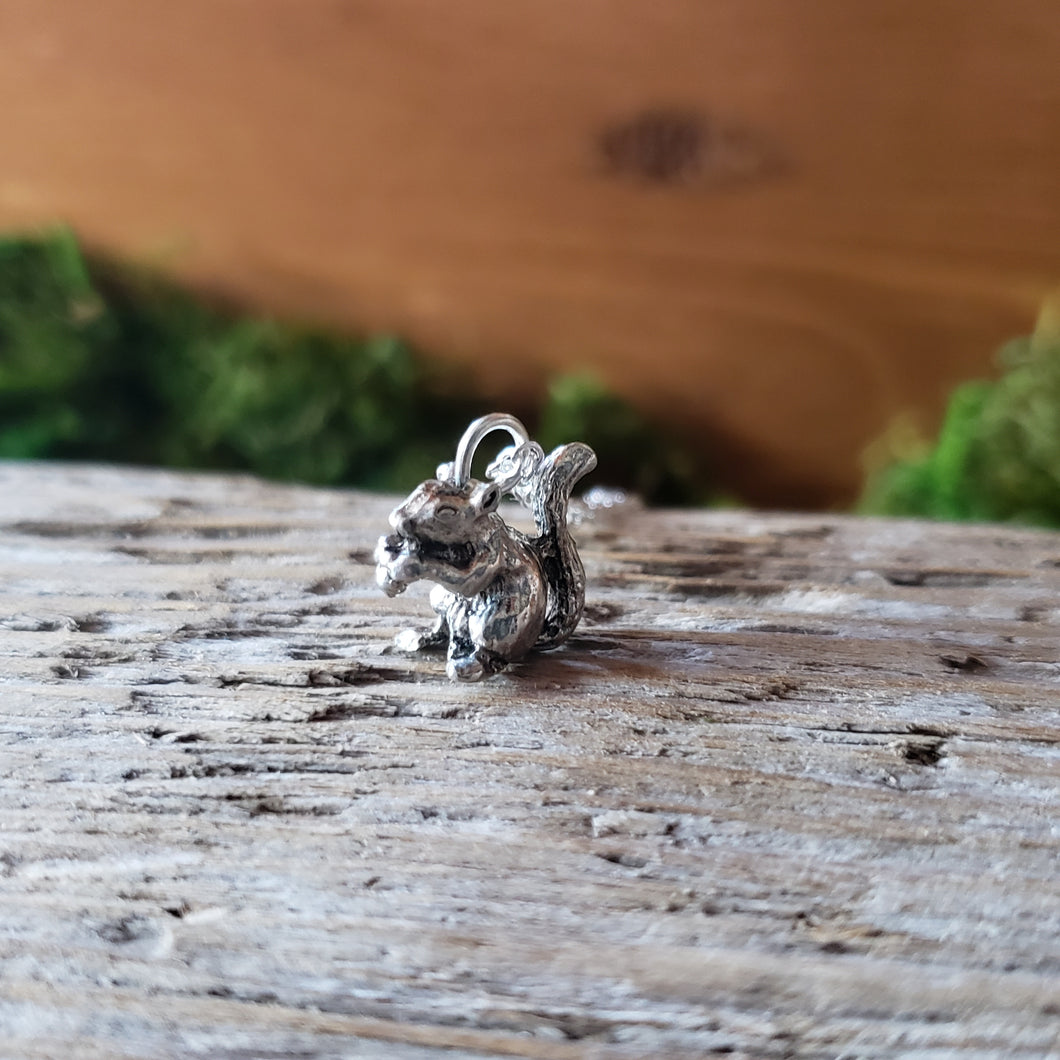 Tiny Silver Squirrel Necklace