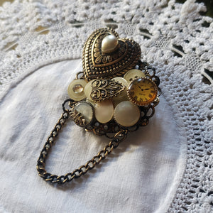 Vintage Button Collage Brooch