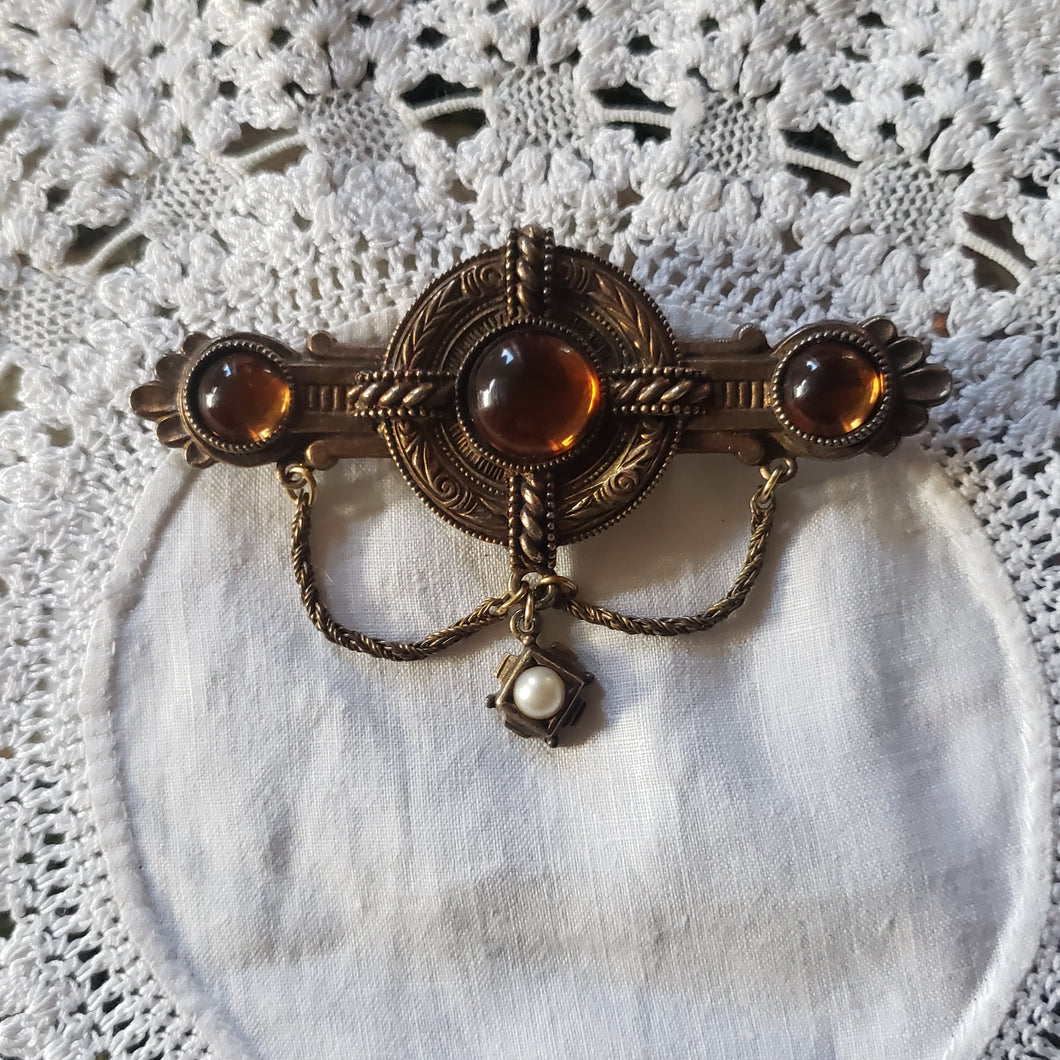 Vintage 3-Stone Bar Brooch