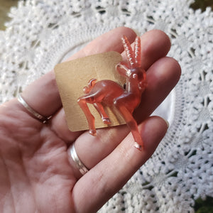 Vintage Clear Resin Goat Brooch