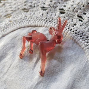 Vintage Clear Resin Goat Brooch