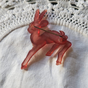 Vintage Clear Resin Goat Brooch