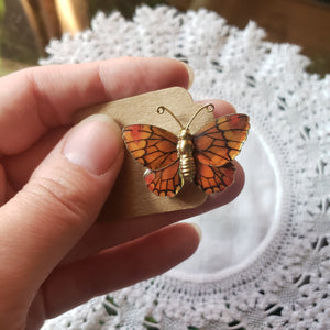 Vintage Orange Butterfly Brooch