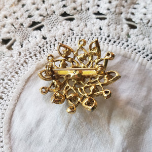 Vintage Pearl Flower Filigree Brooch