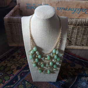 Vintage Tiered Green Bead Necklace