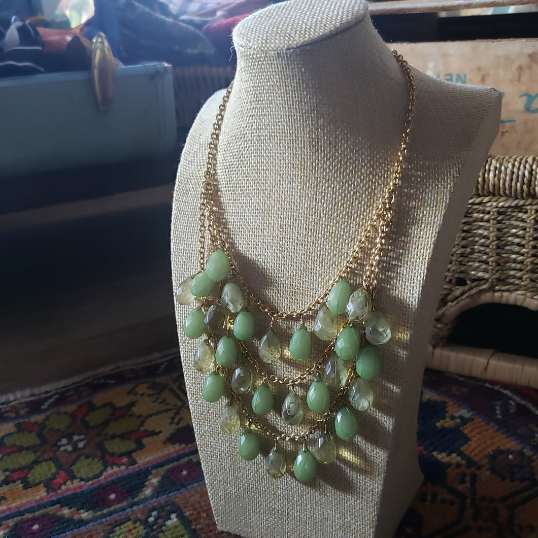 Vintage Tiered Green Bead Necklace