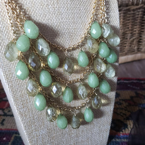 Vintage Tiered Green Bead Necklace