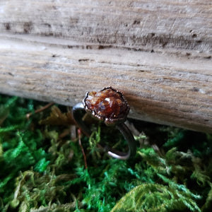 Electroformed Garnet in Copper Ring (size 6.5)