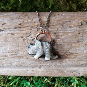 Labradorite Triceratops in Copper Pendant