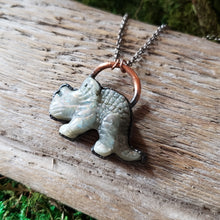 Load image into Gallery viewer, Labradorite Triceratops in Copper Pendant
