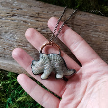 Load image into Gallery viewer, Labradorite Triceratops in Copper Pendant
