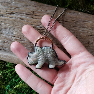 Labradorite Triceratops in Copper Pendant