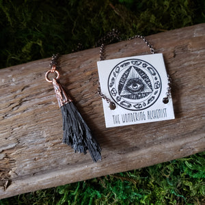 Black Kyanite in Copper Pendant