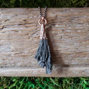 Black Kyanite in Copper Pendant