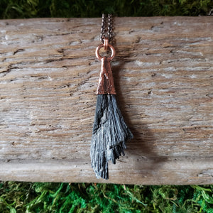 Black Kyanite in Copper Pendant