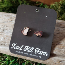 Load image into Gallery viewer, Tiny Toad Wooden Stud Earrings
