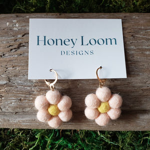 Hand Felted Daisy Earrings