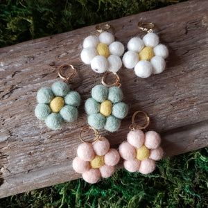 Hand Felted Daisy Earrings