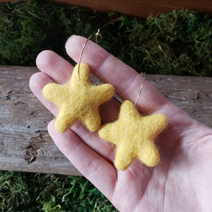 Hand Felted Chunky Star Earrings