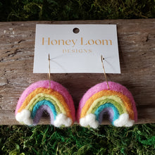 Load image into Gallery viewer, Hand Felted Chunky Rainbow Earrings
