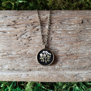 Tiny Embroidered Wildflower Necklace