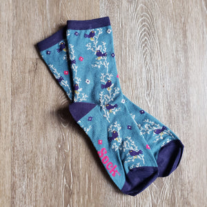 Blackbird Vine Pattern Bamboo Socks