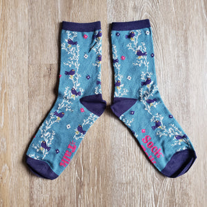 Blackbird Vine Pattern Bamboo Socks