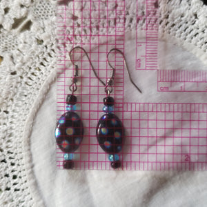 Vintage Blue Beaded Drop Earrings