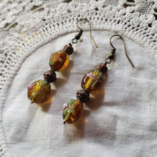 Load image into Gallery viewer, Vintage Brown Beaded Drop Earrings
