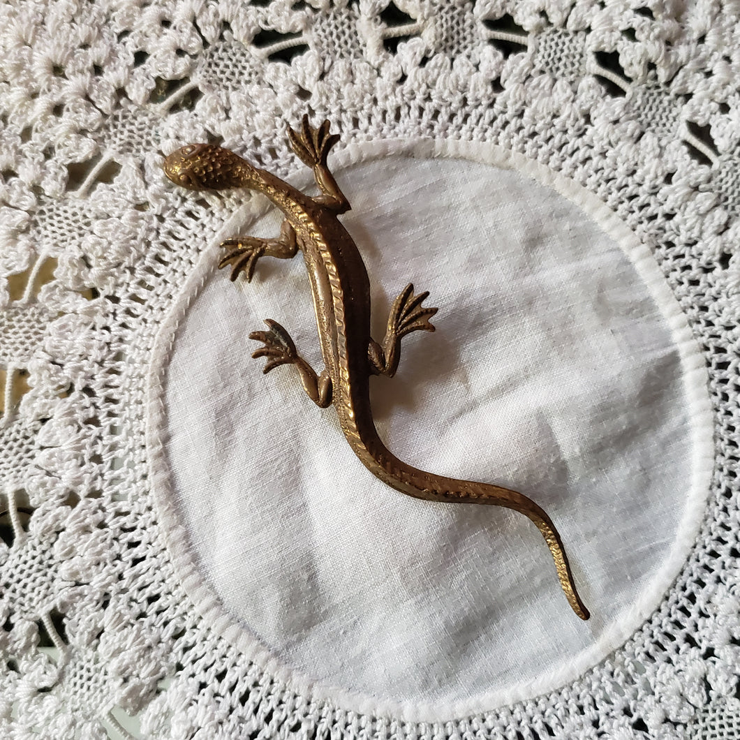 Vintage Brass Lizard Brooch