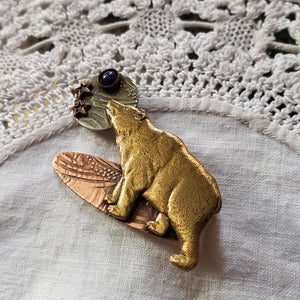 Vintage Mixed Metal Bear Brooch