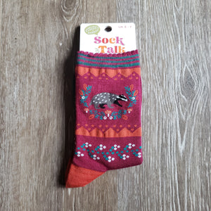 Badger Wreath Pattern Bamboo Socks