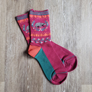 Badger Wreath Pattern Bamboo Socks