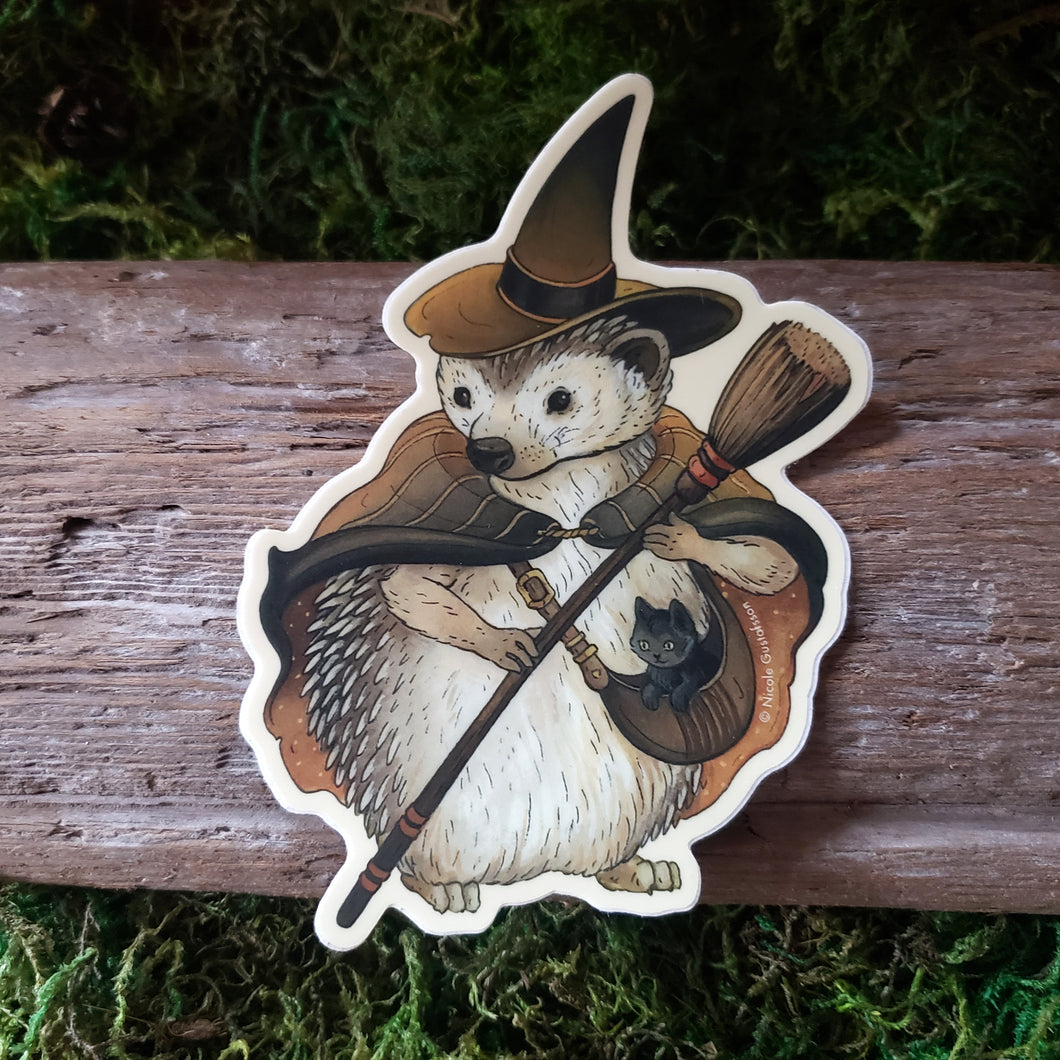 Hedgehog Witch Vinyl Sticker