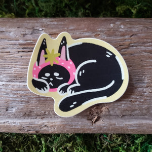 Sleepy Strawb Cat Sticker