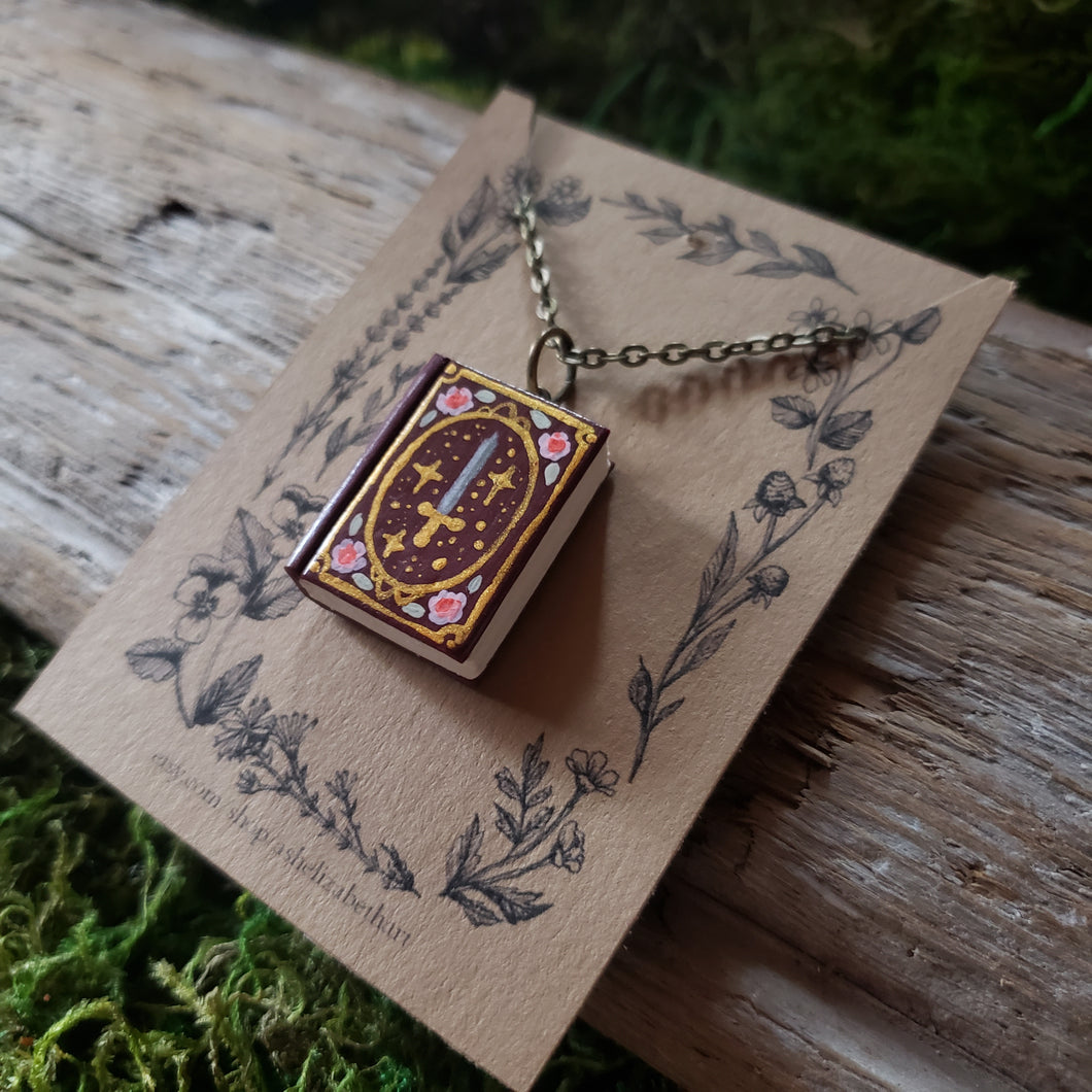 Handmade Swords and Roses Storybook Pendant